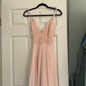 Lulus blush bridesmaid dress